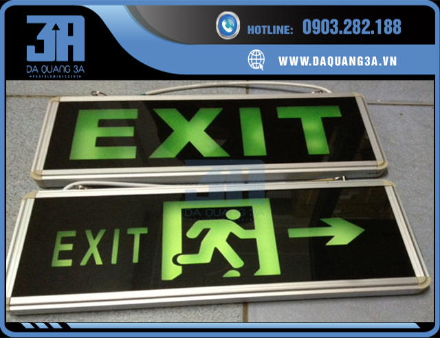 Đèn exit dùng điện và exit phát sáng dạ quang 342