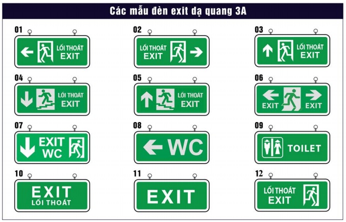 Đèn exit, đèn exit thoát hiểm dạ quang giá rẻ 20